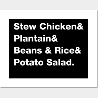 Belizean Sunday Dinner Food List - White Text Posters and Art